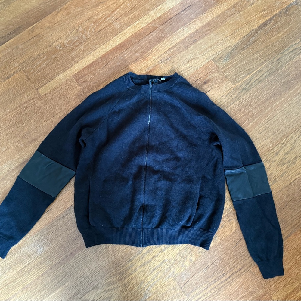 COS Women’s Black Zip-Up Sweater with Leather Details